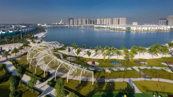 Lounge chìm đem tới trải nghiệm mới lạ và tạo không gian nghỉ ngơi thư thái trong khuôn viên của Masteri Waterfront. Ảnh: Masteri Waterfront