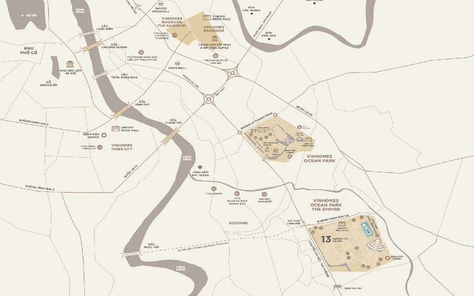 Tọa độ tâm điểm của Vinhomes Ocean Park 2 - The Empire trên bản đồ. Ảnh: Vinhomes