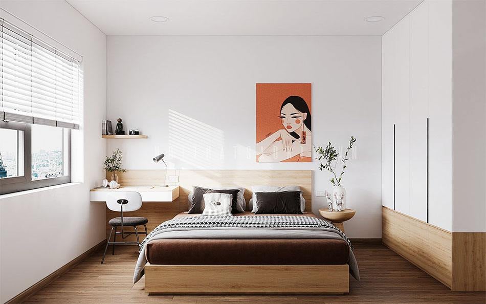 Thiết kế phòng ngủ master theo phong cách Japandi.
