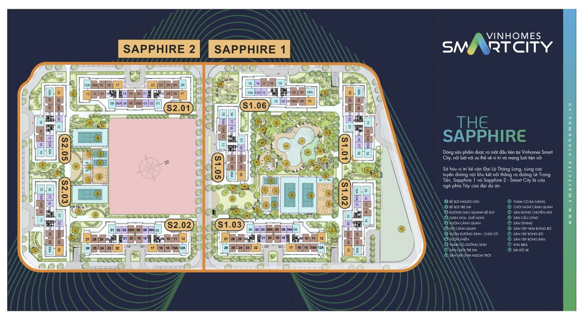 Bản đồ khu vực để xe trong Vinhomes Smart City. Ảnh: Vinhomes Smart City
