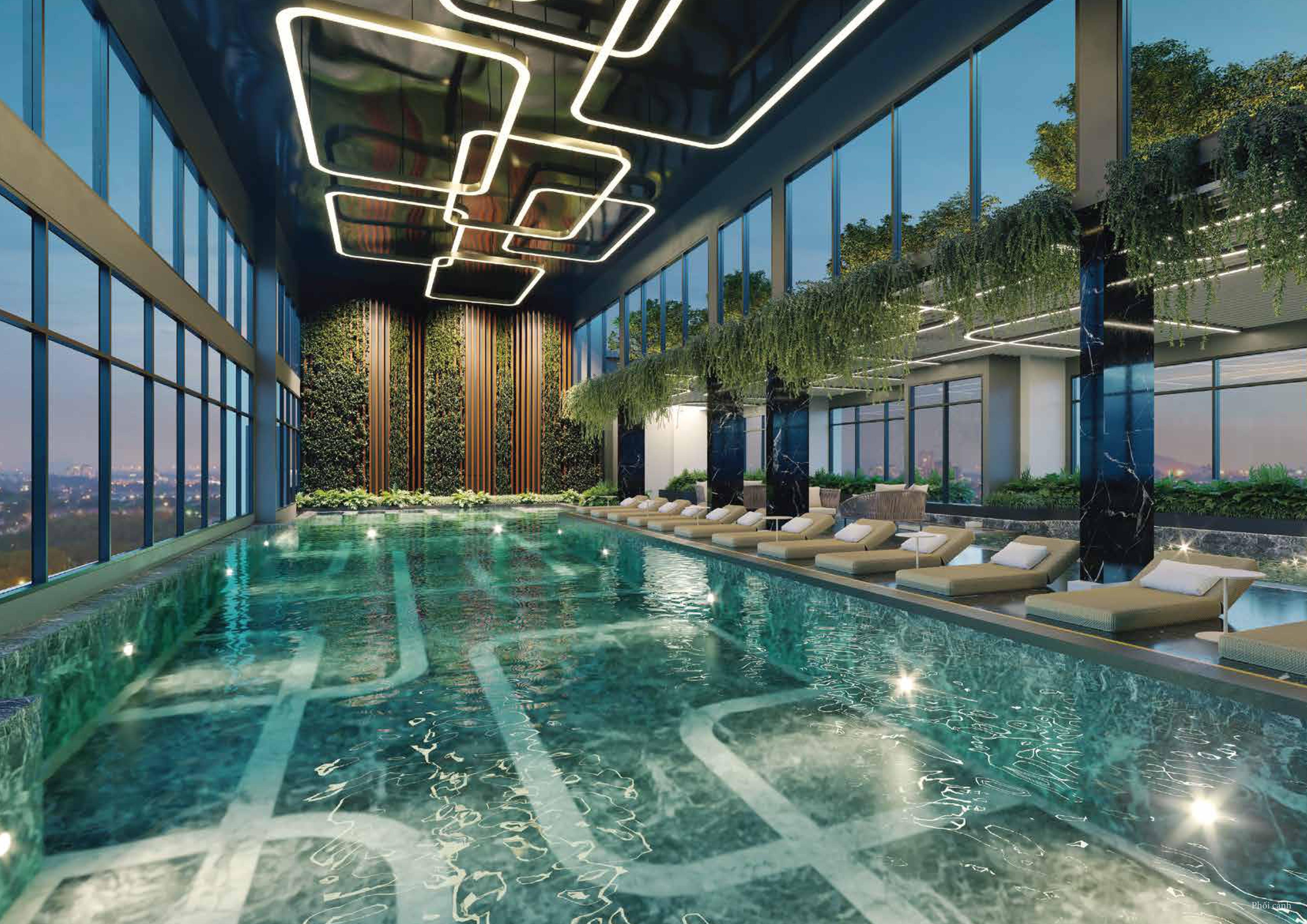 Mỗi tòa nhà tại Masteri West Heights đều có 1 bể bơi bốn mùa trên tầng cao nhất. 